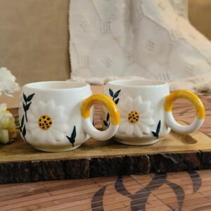 Ceramic flower tea cups